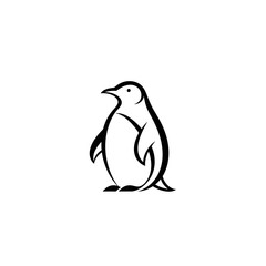 Naklejka premium Penguin logo vector. Simple black and white animal symbol. Minimalist bird mascot icon. 