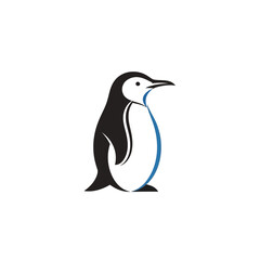 Fototapeta premium Penguin logo vector. Simple black and white animal symbol. Minimalist bird mascot icon. 