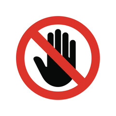 High-Resolution Do Not Touch Vector  Icon Symbol Red Circle Stop Hand Graphic.