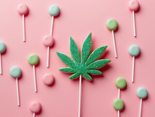 sweets in the form of candies with a marijuana shape