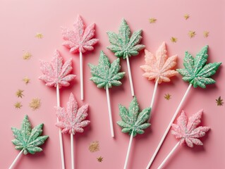 sweets in the form of candies with a marijuana shape