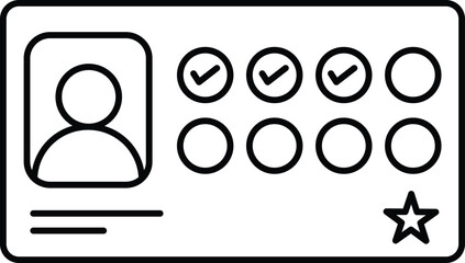 Outline loyalty card icon for cafe apps, websites, menus, print materials, and branding. Editable vector line art.