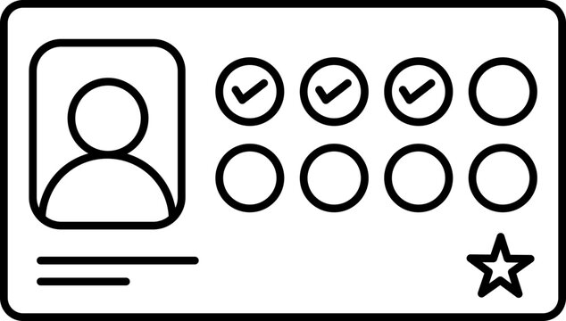 Outline loyalty card icon for cafe apps, websites, menus, print materials, and branding. Editable vector line art. - Powered by Adobe