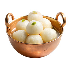 Authentic Indian rasgulla sweet in sugar syrup for festive food design