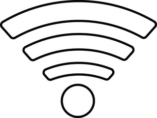 Minimal WiFi symbol icon for cafe signage, menus, websites, apps, and promotional materials. Editable vector line art.