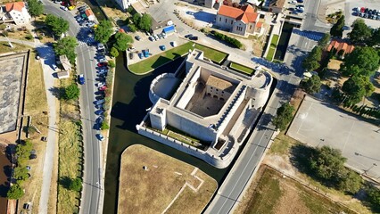Fort Veliki Kaštio, Ston, surrounded by medieval city walls, a town on the Pelješac peninsula,...