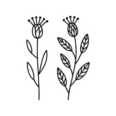 Simple Line Art Floral Design Elegant Minimalist Flower Vector Icon Illustrations.