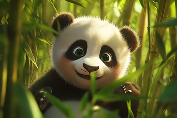 Fototapeta premium panda in bamboo forest