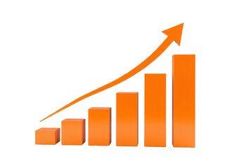 An upwardtrending orange bar graph showcases impressive growth isolated on transparent background