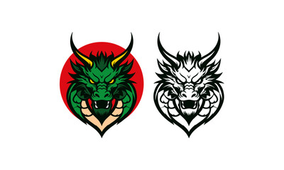 Green Dragon with Red Background Circle