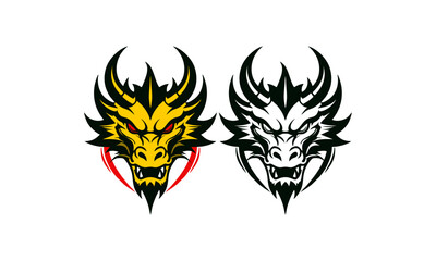 Yellow-Gold Dragon Pair (Stylized Flames)