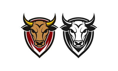 Fototapeta premium Red-Eared Bulls in Shield Design