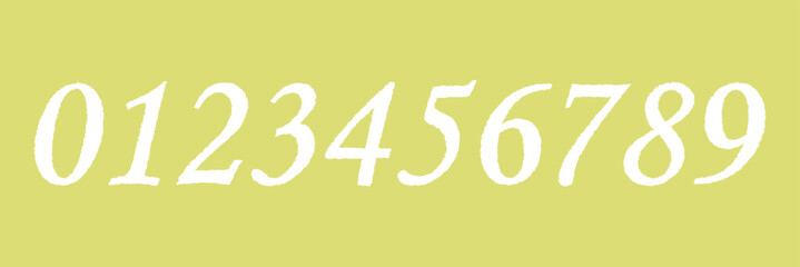 Set of brush stroke, marker textured numbers. numbers 1, 2, 3, 4, 5, 6, 7, 8, 9, 0. stylish hand draw brush painted numbers set. bold brush drawn grunge. dirty texture vector. rough brush strokes. 