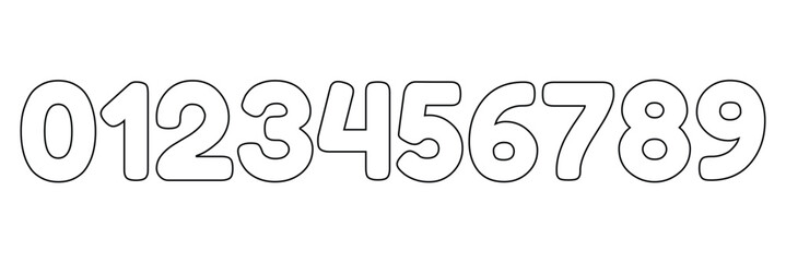 Set of brush stroke, marker textured numbers. numbers 1, 2, 3, 4, 5, 6, 7, 8, 9, 0. stylish hand draw brush painted numbers set. bold brush drawn grunge. dirty texture vector. rough brush strokes. 