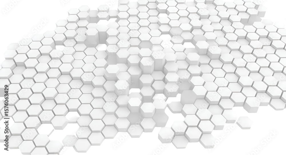 Poster hexagon pattern background: abstract 3d white cubes seamlessly arranged with transparent background