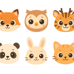 Cute Baby Animal Face Icons for Kids