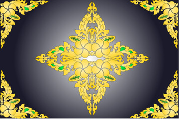 Traditional Thai pattern
Asian floral ornament
Gold vector design
Southeast Asian art
Temple style decoration