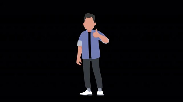 Man Standing With Thums Animation On Alpha