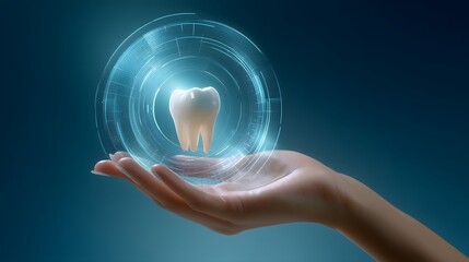 Advanced Dental Technology Holographic Tooth in Hand Innovative Healthcare Concept