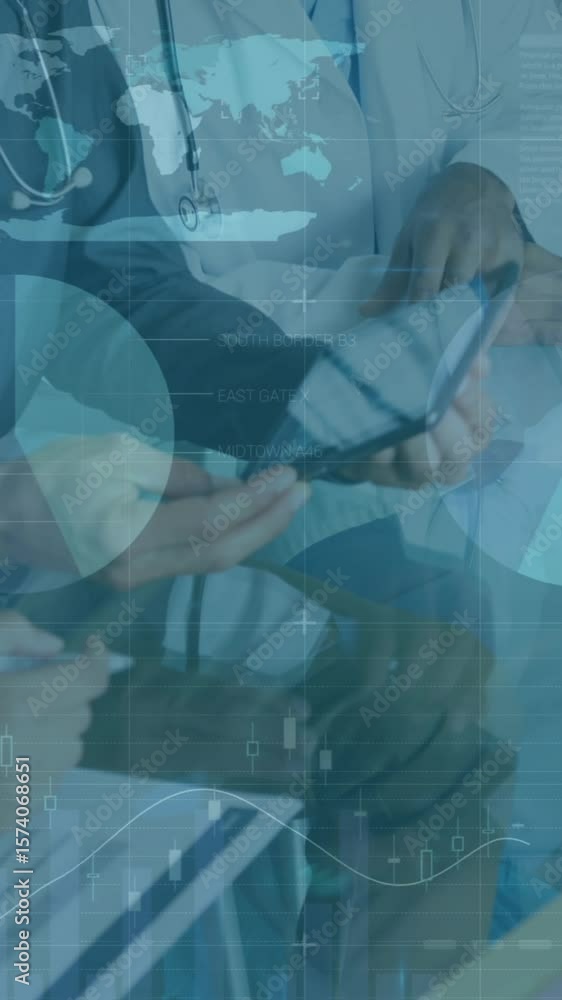 Poster animation of data processing over diverse doctors