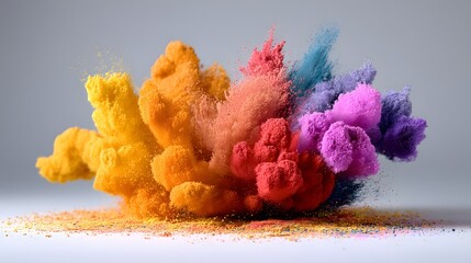 Vibrant Colorful Powder Explosion Abstract Art Multicolored Dust Cloud Burst