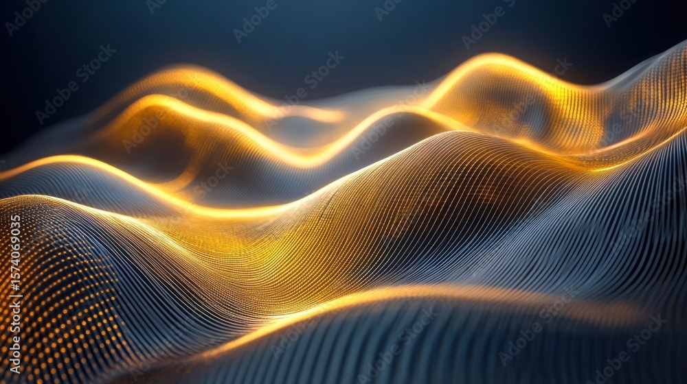 Poster abstract golden wave pattern shimmering with captivating light effects
