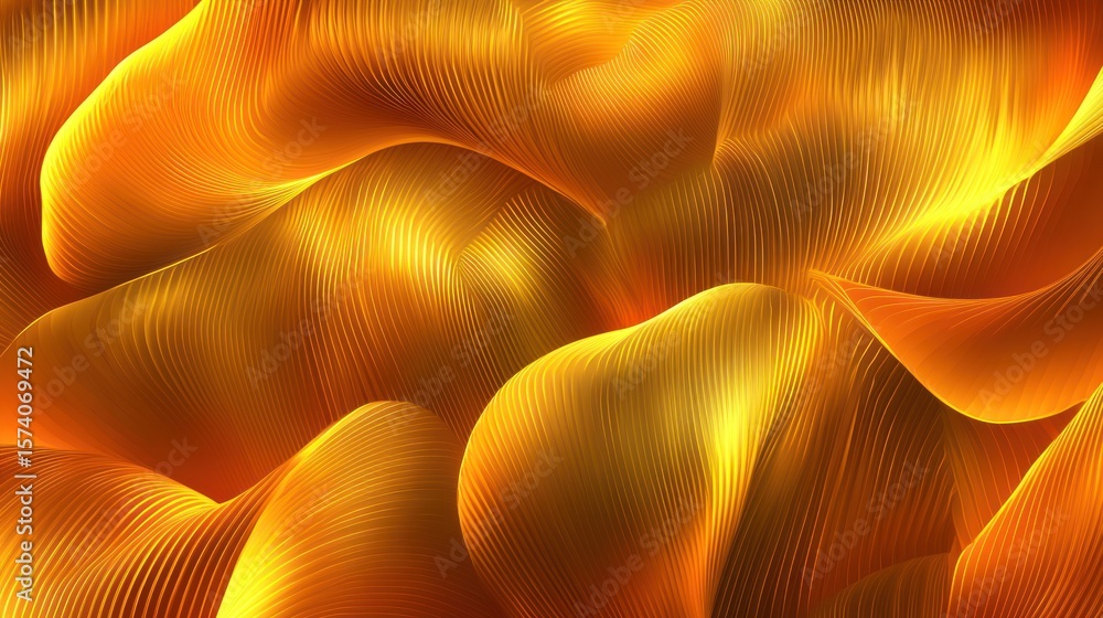Poster golden abstract waves background with smooth flowing lines and gradients