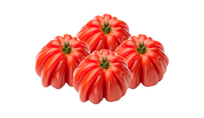 Fresh Red Beef Heart Tomato with Clipping Path Isolated on Transparent Background. Italian Beef Heart Tomato, Coeur de Boeuf, Salad, Pomodoro, Heirloom Tomato, Closeup, Market, Healthy Food, Top