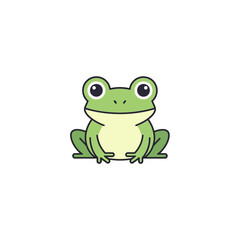 Cute frog cartoon icon. Kawaii green animal character vector illustration.