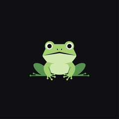 Obraz premium Cute frog cartoon icon. Kawaii green animal character vector illustration.