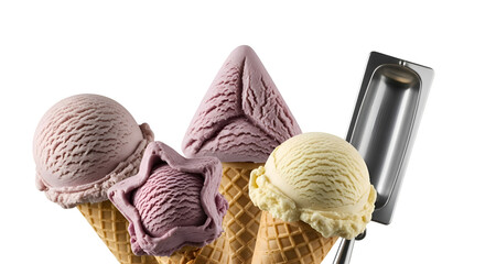Ice Cream Cones: Scoops of Delicious Frozen Treats with Transparent Background