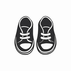 T-shirt vector of black baby shoes with laces on a plain background  