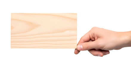Hand Holds Wooden Sign, Transparent Background Design