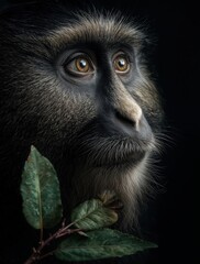 Retrato íntimo de un colobo con una mirada penetrante.