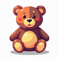 Fototapeta premium Flat vector of a cute cartoon teddy bear sitting with friendly expression 