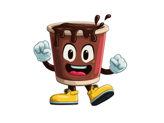 Happy Chocolate Cup Mascot Cartoon Character