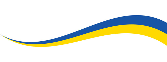 Blue and Yellow colored curved border background, as the colors of Ukraine flag. Flat design illustration.