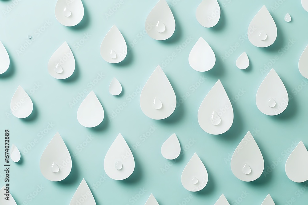 Aufkleber simple raindrop shapes layered and spread on a plain backdrop.