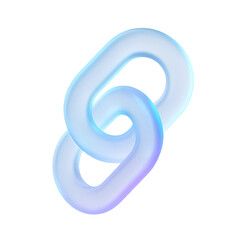 Translucent Blue Link Chain Icon, Cute Minimalist Connection Symbol, Digital Connectivity and Network Concept, Strong Bond, Isolated Object