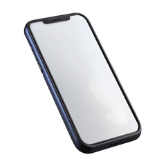 Modern smartphone with blank white screen isolated on transparent background