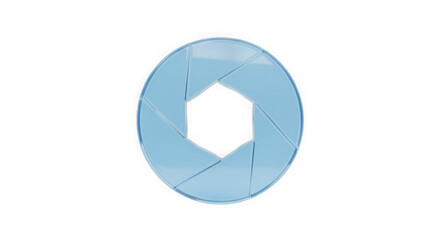 Camera Shutter Design: A minimalistic blue camera shutter design conveys precision and focus on a clean background, ideal for creative or technological projects.