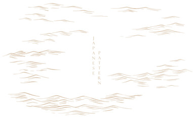 	
Japanese background with hand drawn wave elements vector. Gold line pattern with ocean object in vintage style.