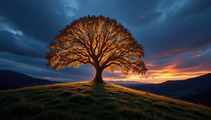 a majestic tree with glowing branches shaped like neural pathways