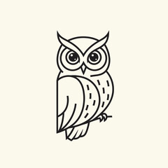 Fototapeta premium Owl head logo vector. Black and white bird mascot emblem for wisdom, education, or a sports team.