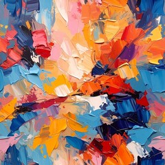 Oil Paint Texture with Thick Brushstrokes, Expressive Colors, Seamless