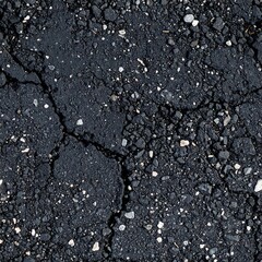 Seamless Asphalt Road Texture with Cracks and Pebbles, Realistic