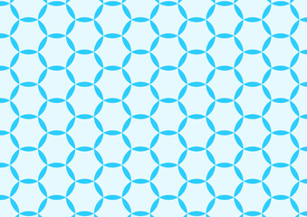 円をつなげた変形七宝柄のシームレス背景_青