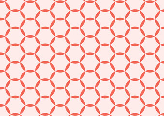 円をつなげた変形七宝柄のシームレス背景_赤