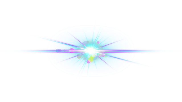 Bright blue and purple abstract light explosion isolated on transparent background