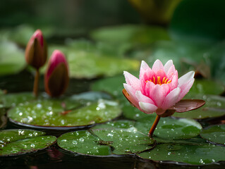 pink water lily
